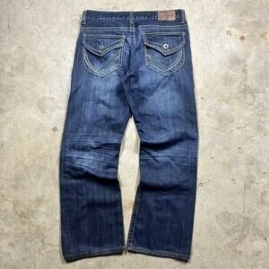 Vintage Y2K Boot Cut Western Helix Blue Denim Jeans Size 34x30